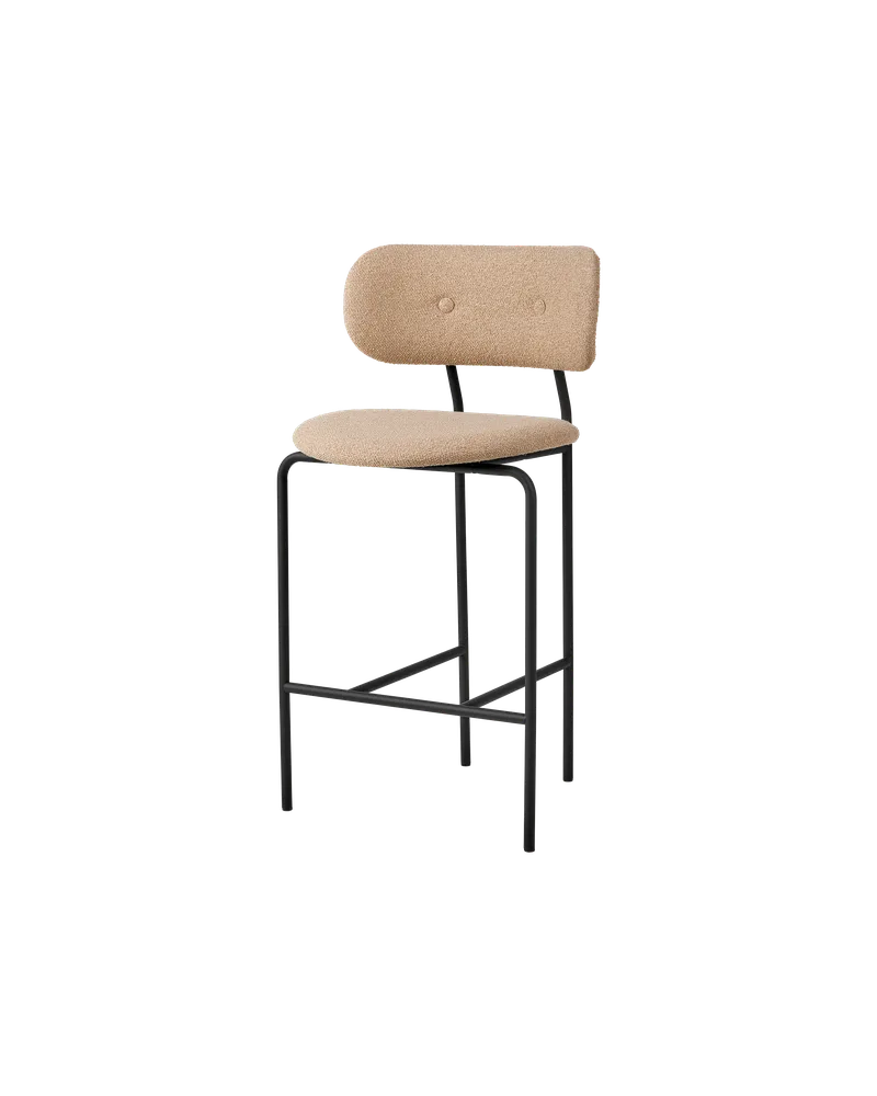 Coco Counter Chair, Fully Upholstered by GUBI in Around Bouclé, Dedar (004, Standard), Matt Black – product photo