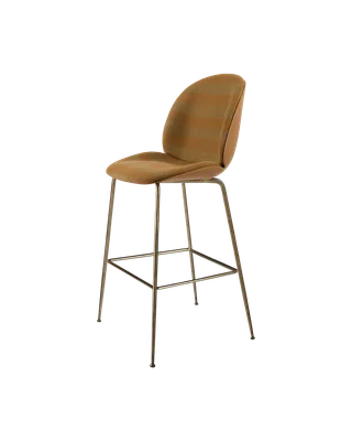 Beetle Bar Chair, 3D Veneer & Front Upholstered by GUBI in Kvadrat Sahco, Acca Stripe 0331, Amber Brown, Antique Brass – product photo 4 of 4