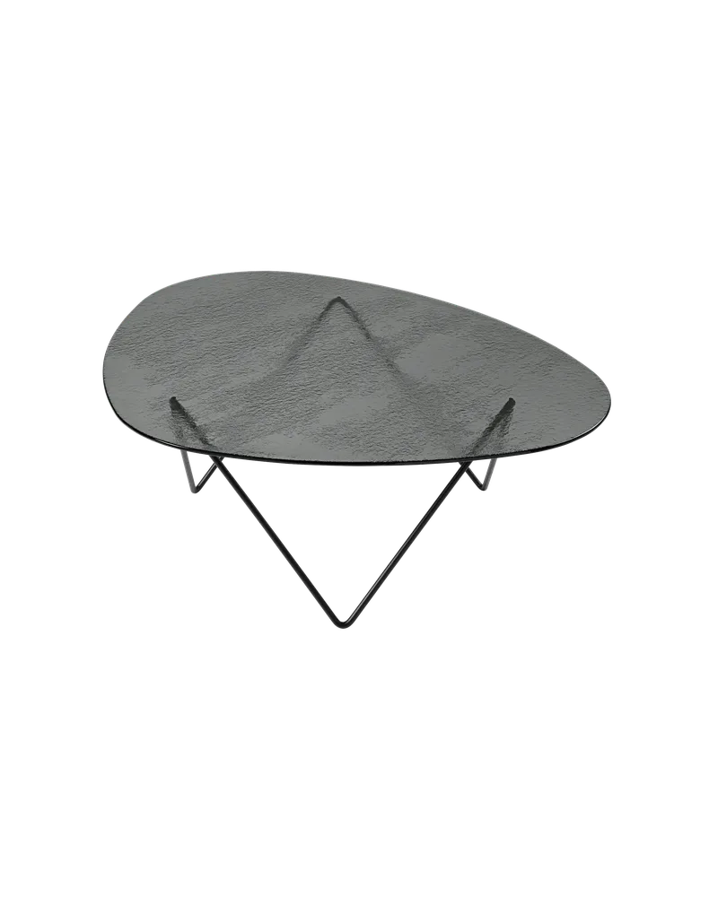 Pedrera Coffee Table von GUBI in Smoke Structured Glass, Black Semi Matt – Produktfoto