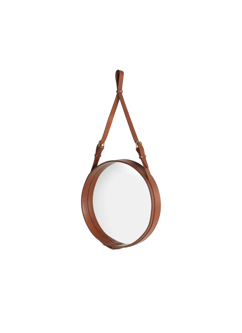 Adnet Wall Mirror, Circular de GUBI en Tan Leather, Ø45 cm – photo du produit 1 sur 3