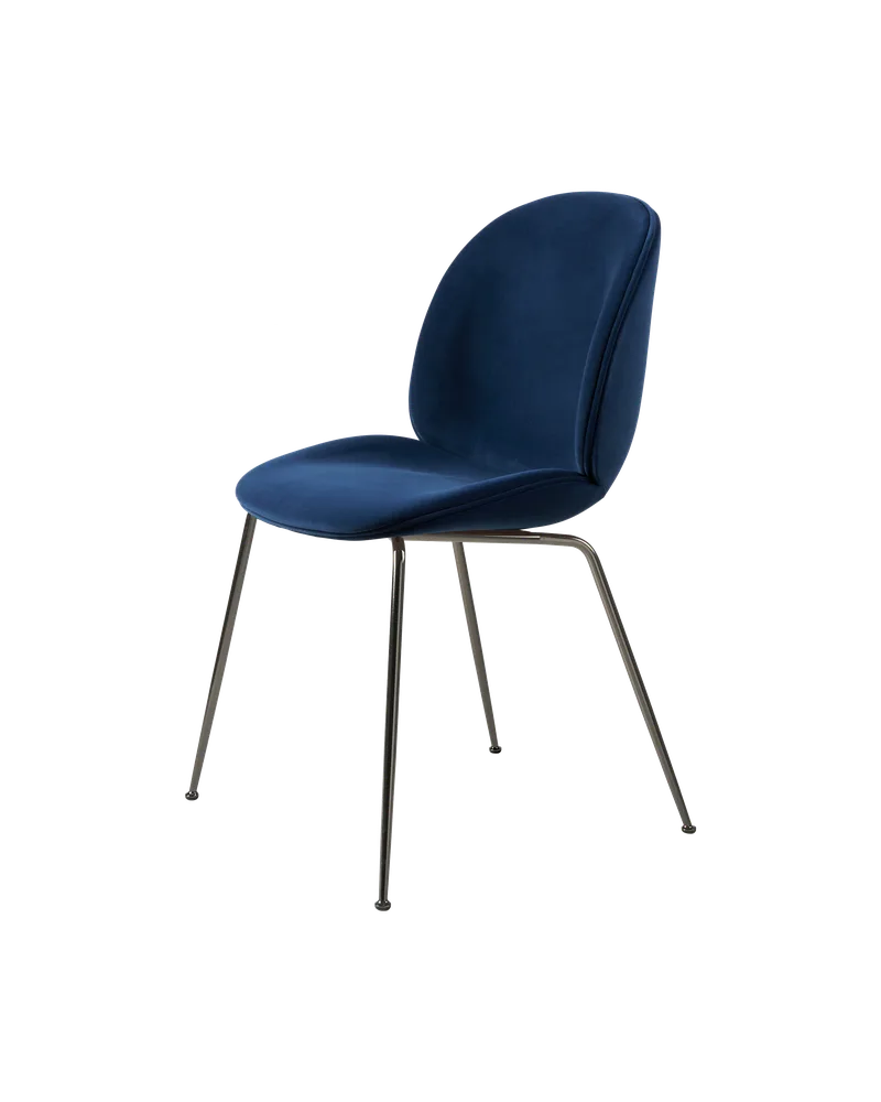 Beetle Dining Chair, Fully Upholstered von GUBI in Sunday, Dedar (003, Standard), Conic base, Black Chrome – Produktfoto 5 von 5