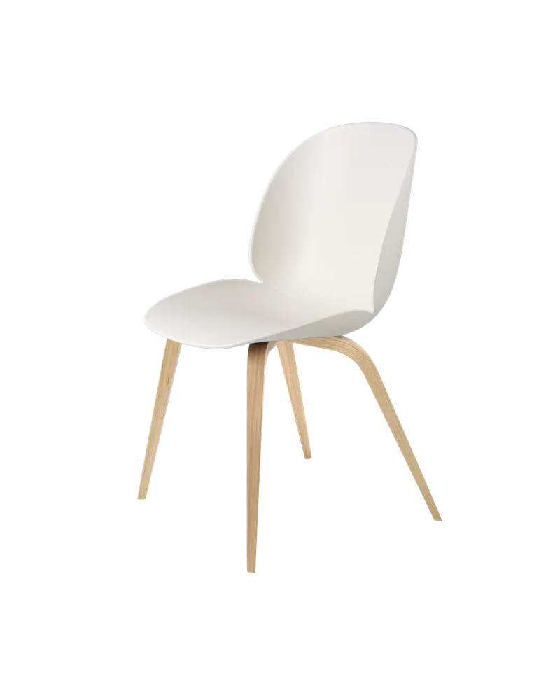 Beetle Dining Chair, Un-Upholstered van GUBI in Alabaster White, Wood base, Matt Black – productfoto 3 van 3
