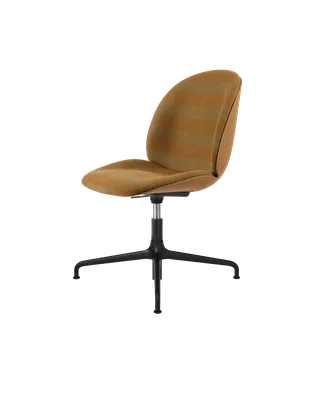 Beetle Meeting Chair, 3D Veneer & Front Upholstered by GUBI in Kvadrat Sahco, Acca Stripe 0331, Amber Brown, Height adjustable 4-star base, Matt Black – product photo 5 of 5