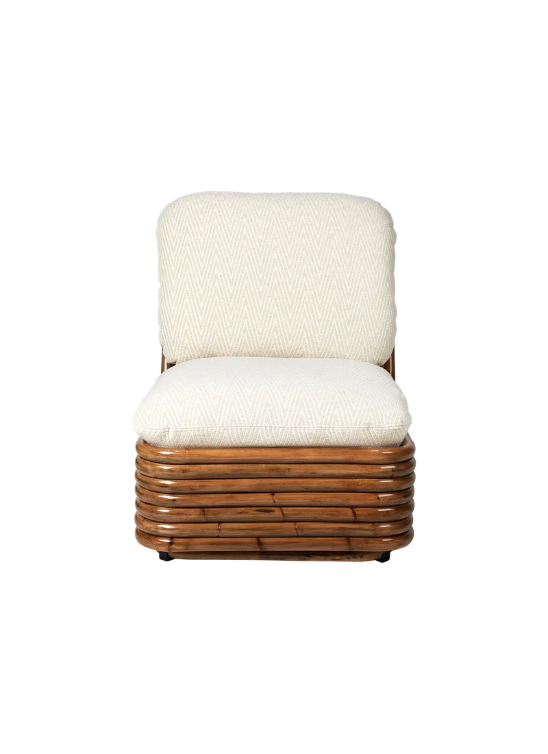 Bohemian 72 Lounge Chair by GUBI in Chevron Outdoor FR, Dedar (002, Standard), Rattan – product photo 1 of 5