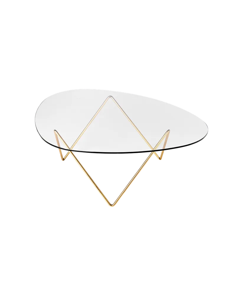 Pedrera Coffee Table von GUBI in Transparent Glass, Brass Semi Matt – Produktfoto