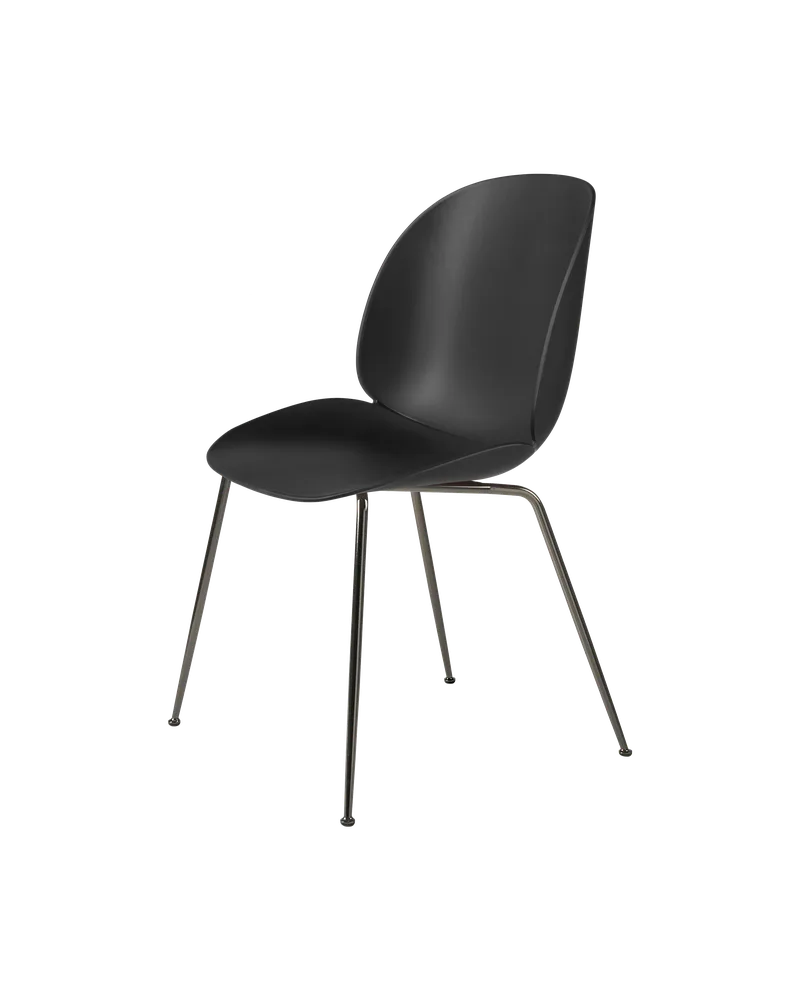 Beetle Dining Chair, Un-Upholstered by GUBI in Black, Conic base, Black Chrome – product photo 3 of 3