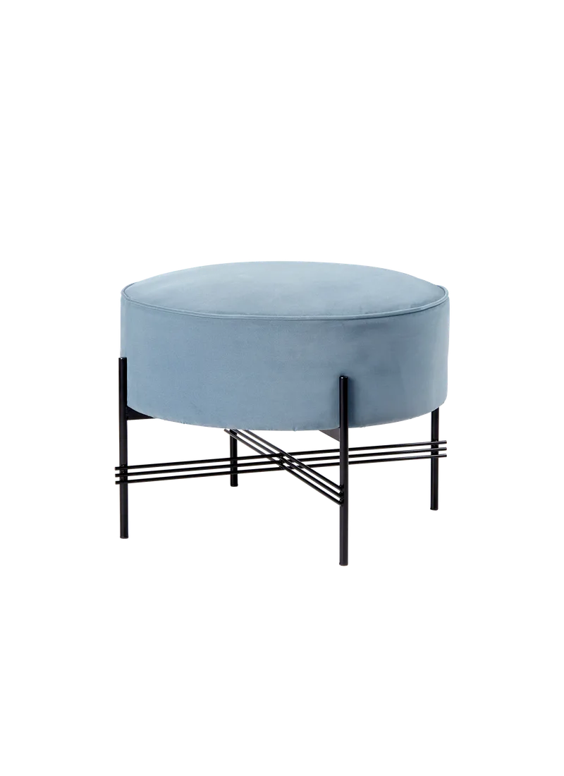 TS Pouffe, Fully Upholstered by GUBI in Sunday, Dedar (002, Standard), Black – product photo