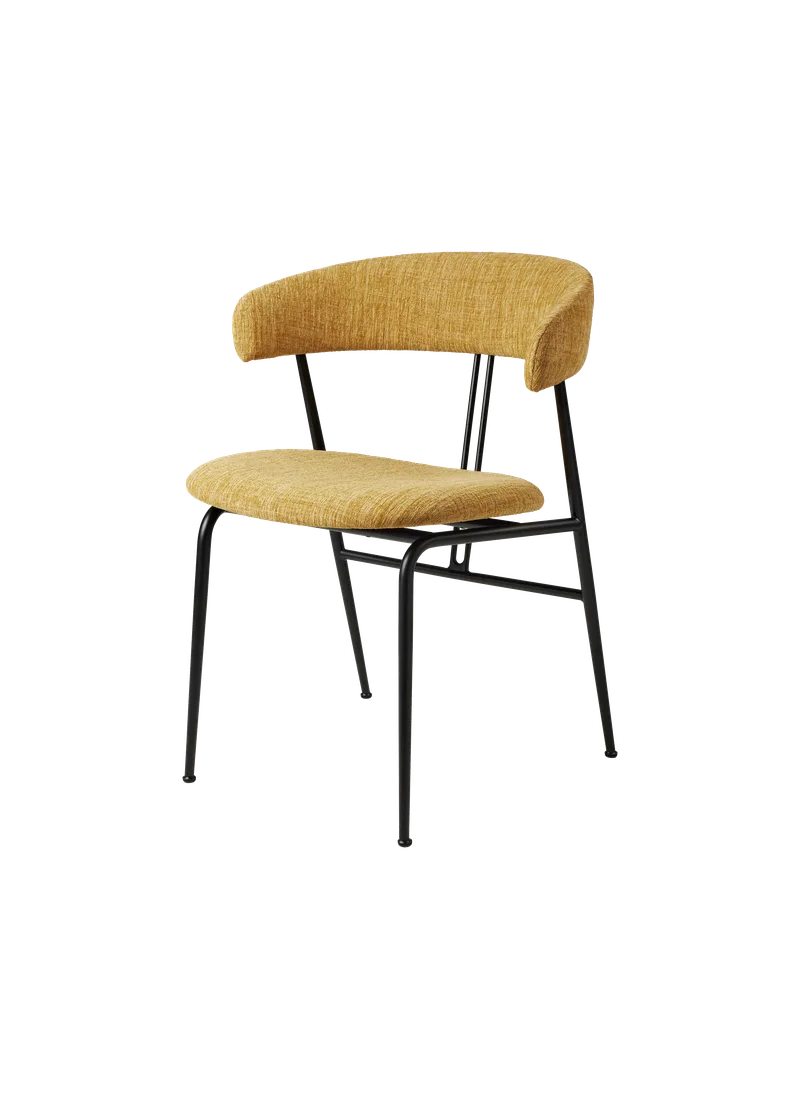 Violin Dining Chair, Fully Upholstered by GUBI in Forli, Limonta (011, Standard), Black – product photo
