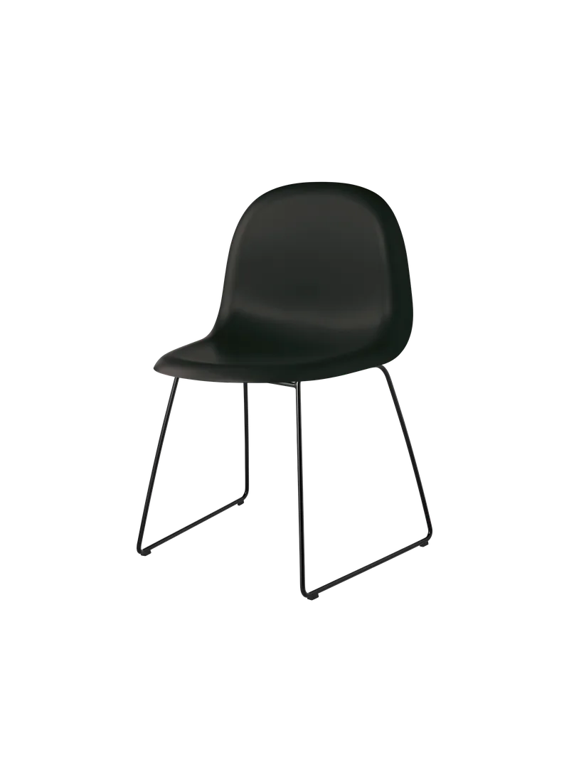 GUBI 3D Dining Chair, Un-Upholstered by GUBI in Black, Matt Black, Sledge base – product photo