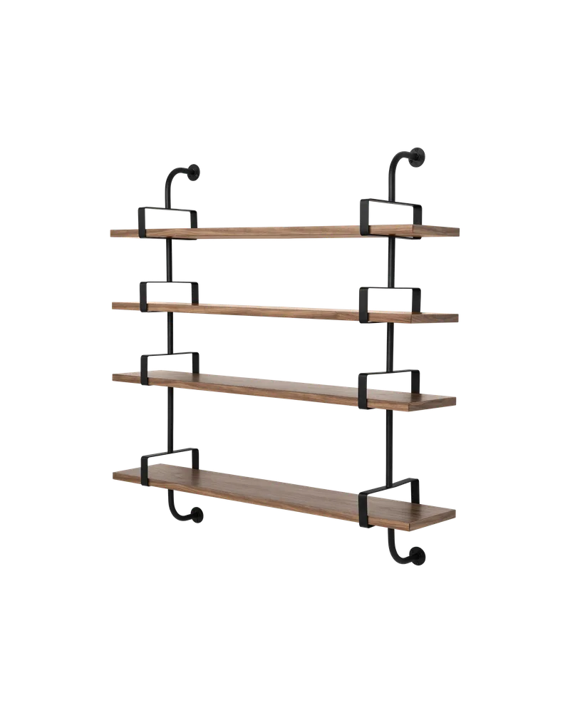 Démon Shelf van GUBI in American Walnut Semi Matt Lacquered, 4 Shelves, Medium – productfoto