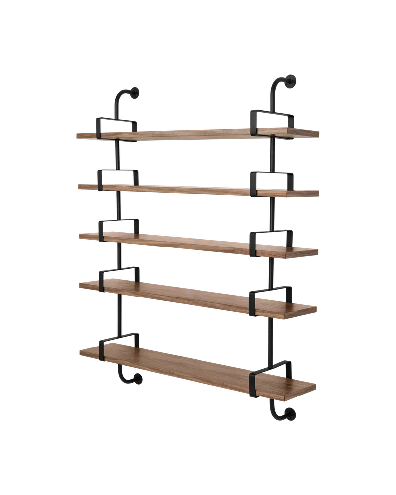 Démon Shelf by GUBI in American Walnut Semi Matt Lacquered, 5 Shelves, Medium – product photo