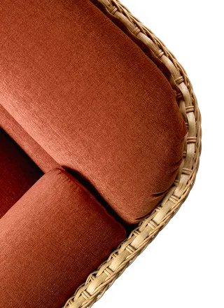 Basket Sofa by GUBI in Belsuede Special FR, Dedar (133, Standard), 2 seater, Rattan – product photo 2 of 8