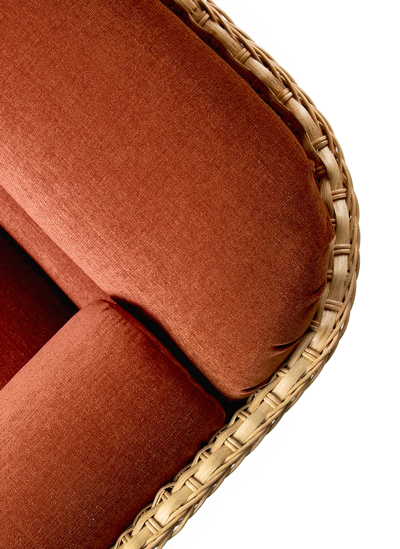 Basket Sofa by GUBI in Belsuede Special FR, Dedar (133, Standard), 2 seater, Rattan – product photo 2 of 8