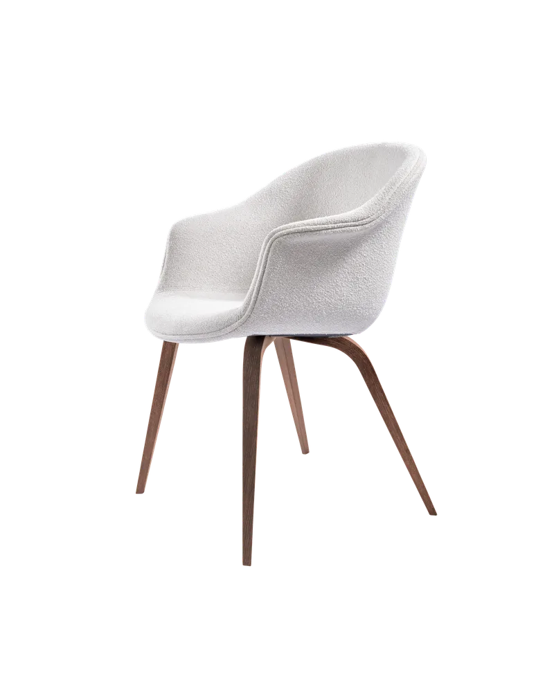 Bat Dining Chair, Fully Upholstered by GUBI in Light Bouclé, GUBI (001, Standard), Wood base, American Walnut – product photo 1 of 4