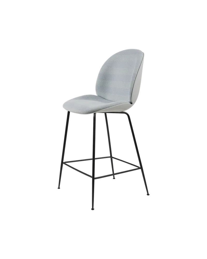 Beetle Counter Chair, 3D Veneer & Front Upholstered by GUBI in Lunar Gray, Matt Black, Kvadrat Sahco, Acca Stripe 0731 – product photo 4 of 4