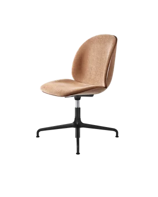 Beetle Meeting Chair, 3D Veneer & Front Upholstered by GUBI in Belsuede Special FR, Dedar (132, Standard), American Walnut Semi Matt Lacquered, Height adjustable 4-star base, Matt Black – product photo 3 of 3