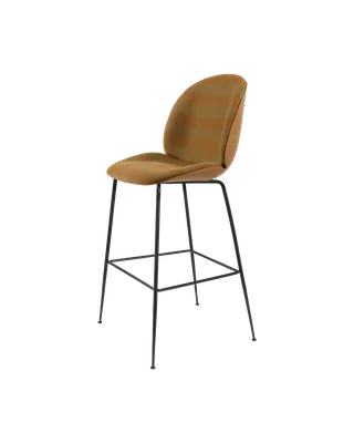 Beetle Bar Chair, 3D Veneer & Front Upholstered de GUBI en Kvadrat Sahco, Acca Stripe 0331, Amber Brown, Matt Black – photo du produit 4 sur 4