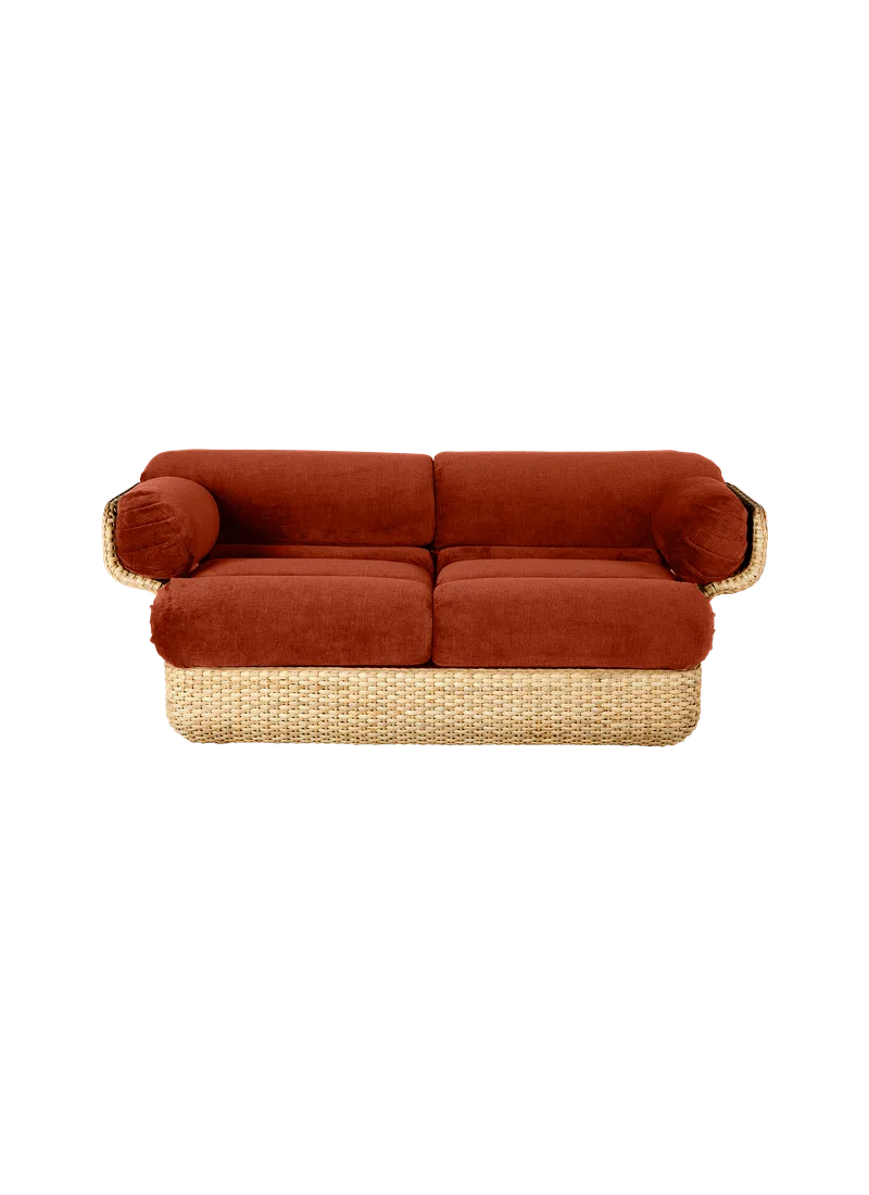 Basket Sofa by GUBI in Belsuede Special FR, Dedar (133, Standard), 2 seater, Rattan – product photo 1 of 8