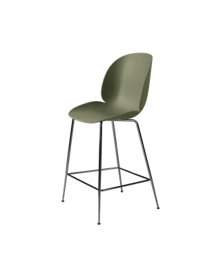 Beetle Counter Chair, Un-Upholstered von GUBI in Fern Green, Black Chrome, Conic base – Produktfoto 3 von 3