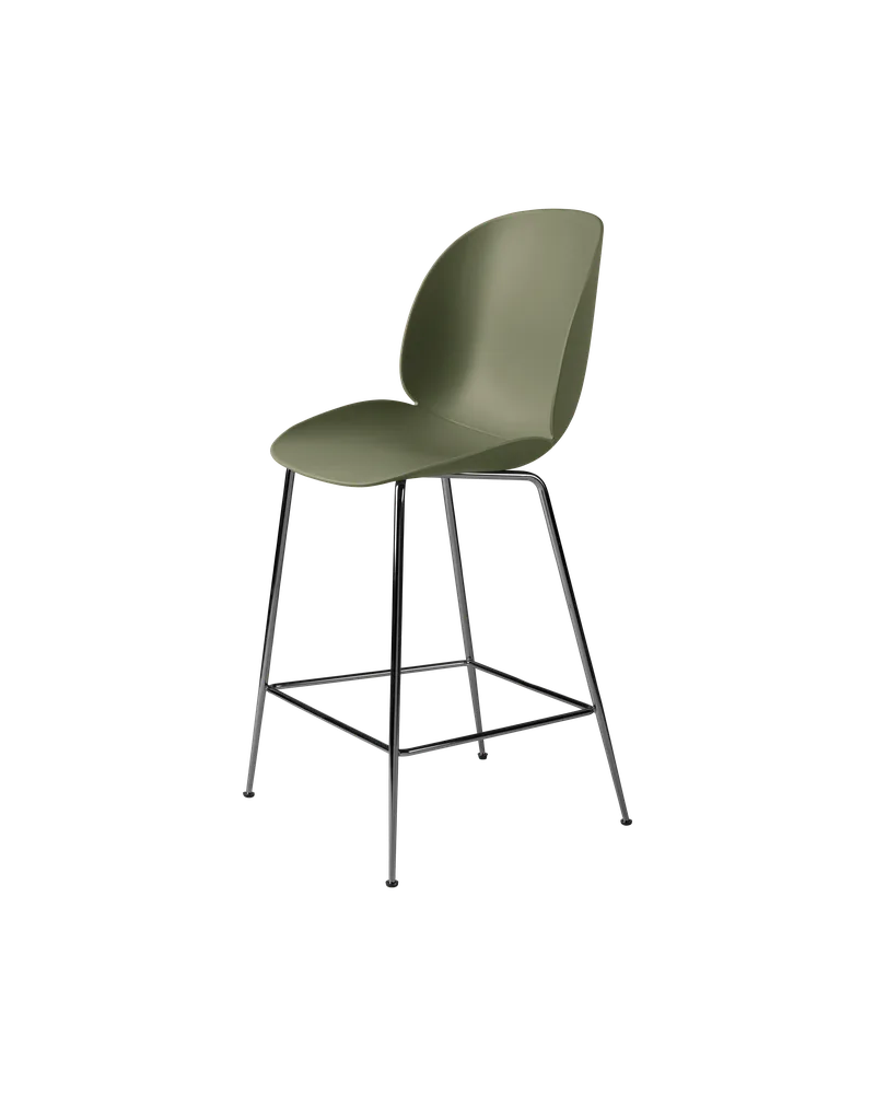 Beetle Counter Chair, Un-Upholstered von GUBI in Fern Green, Black Chrome, Conic base – Produktfoto 3 von 3