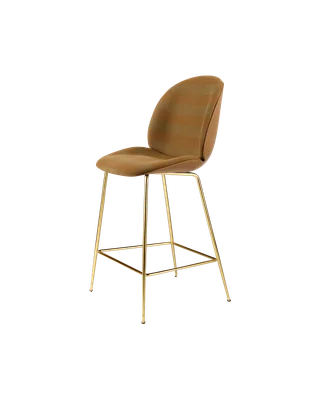 Beetle Counter Chair, 3D Veneer & Front Upholstered by GUBI in Amber Brown, Brass Semi Matt, Kvadrat Sahco, Acca Stripe 0331 – product photo 4 of 4