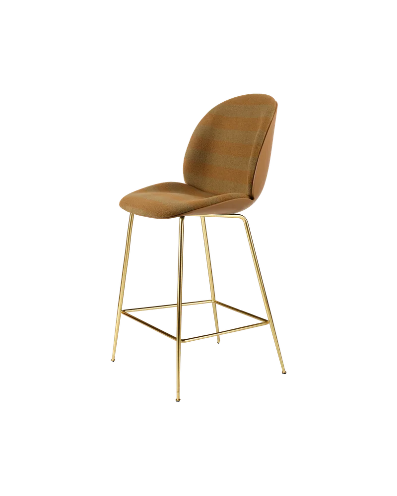 Beetle Counter Chair, 3D Veneer & Front Upholstered by GUBI in Amber Brown, Brass Semi Matt, Kvadrat Sahco, Acca Stripe 0331 – product photo 4 of 4