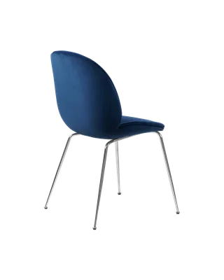 Beetle Dining Chair, Fully Upholstered von GUBI in Sunday, Dedar (003, Standard), Conic base, Chrome – Produktfoto 3 von 5