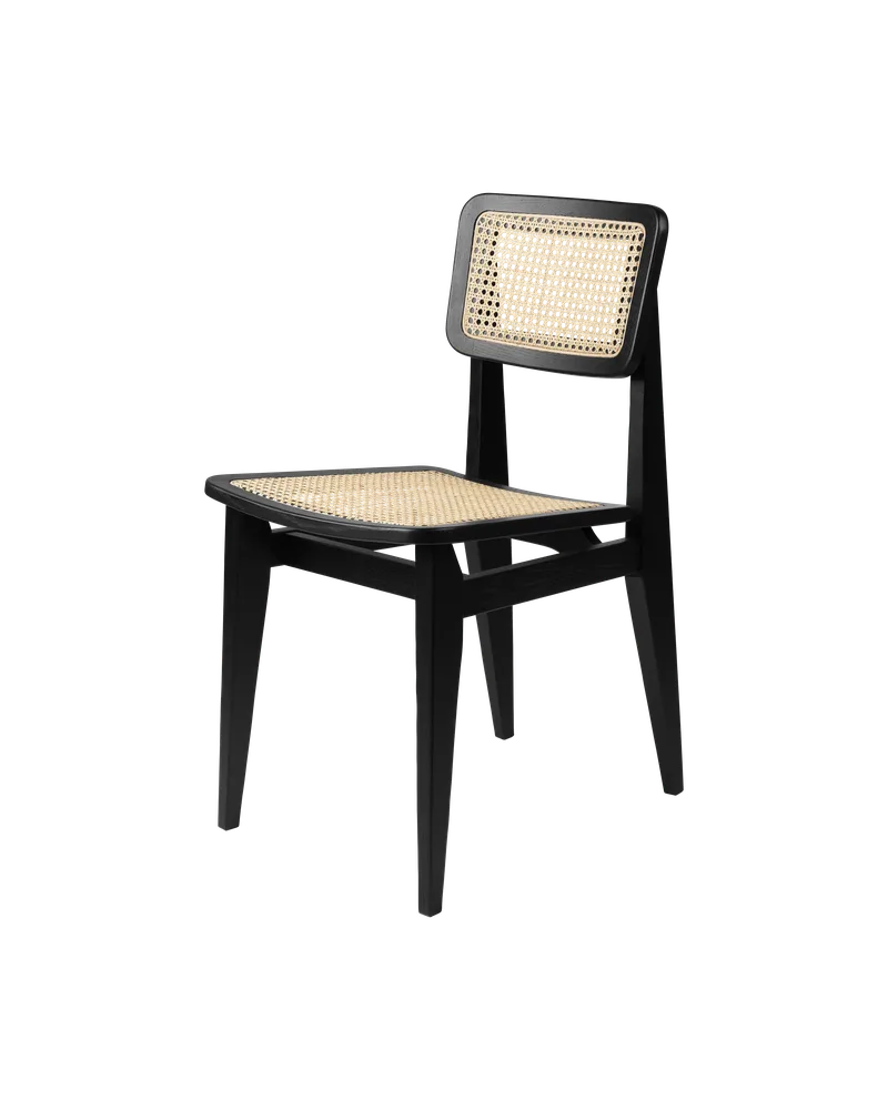 C-Chair Dining Chair by GUBI in Black Stained Oak Matt Lacquered, All French Cane – product photo