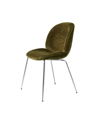 Beetle Dining Chair, Fully Upholstered van GUBI in Mumble, Glamour Group (40, Standard), Conic base, Chrome – productfoto 5 van 5