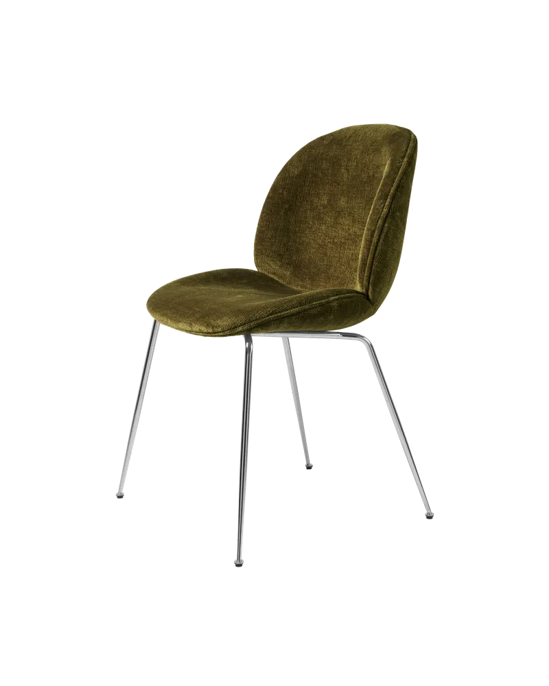 Beetle Dining Chair, Fully Upholstered van GUBI in Mumble, Glamour Group (40, Standard), Conic base, Chrome – productfoto 5 van 5