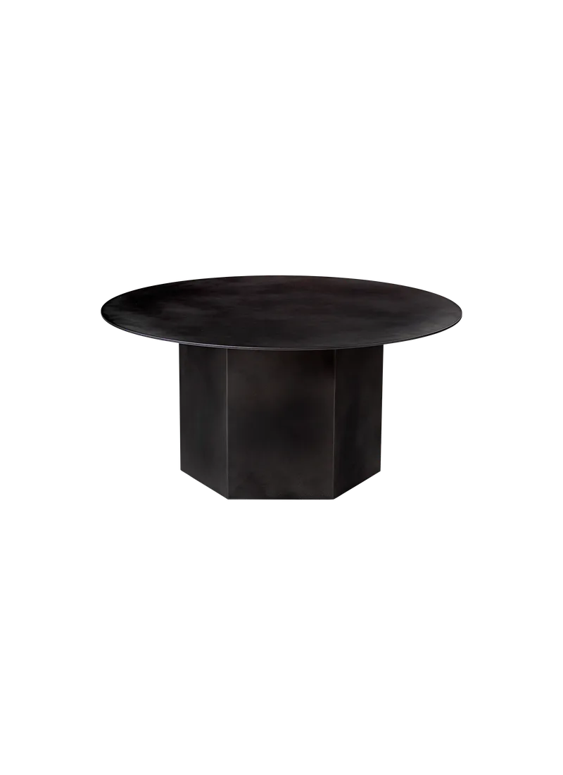 Epic Coffee Table, Round van GUBI in Midnight Black Steel, Midnight Black Steel, Ø80 cm – productfoto