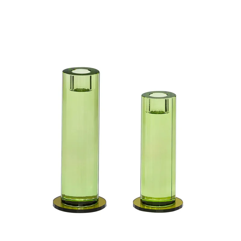 Cut Candleholder Green (set of 2) by Hübsch – product photo 5 of 5