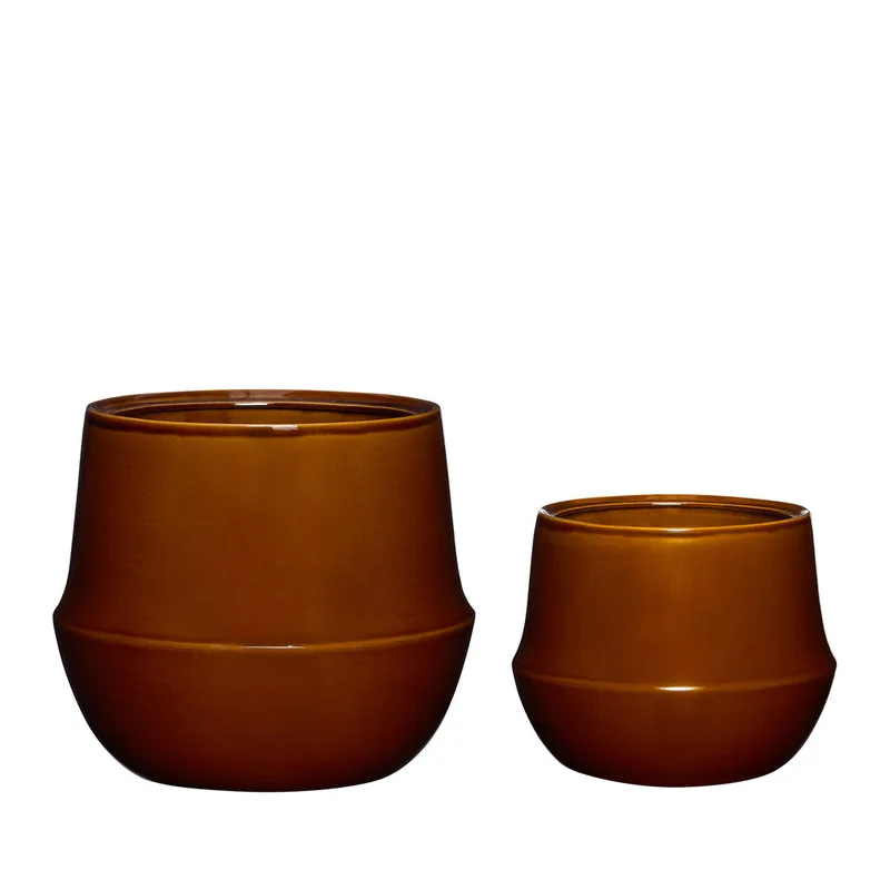 Vibe Pots Brown (set of 2) by Hübsch – product photo 4 of 4