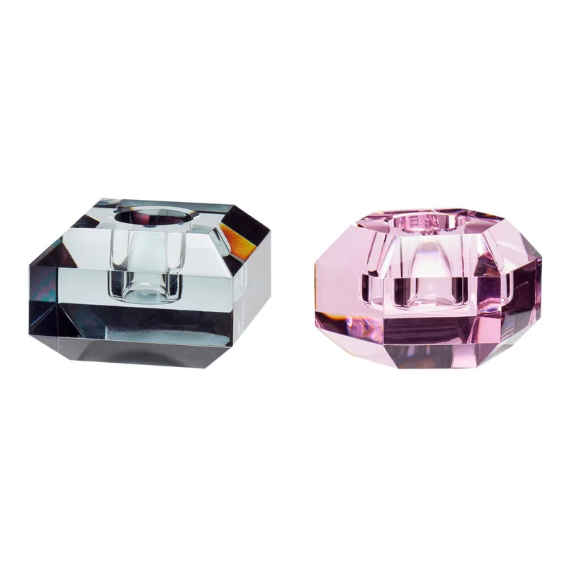 Gem Candleholder Pink/Grey (set of 2) by Hübsch – product photo