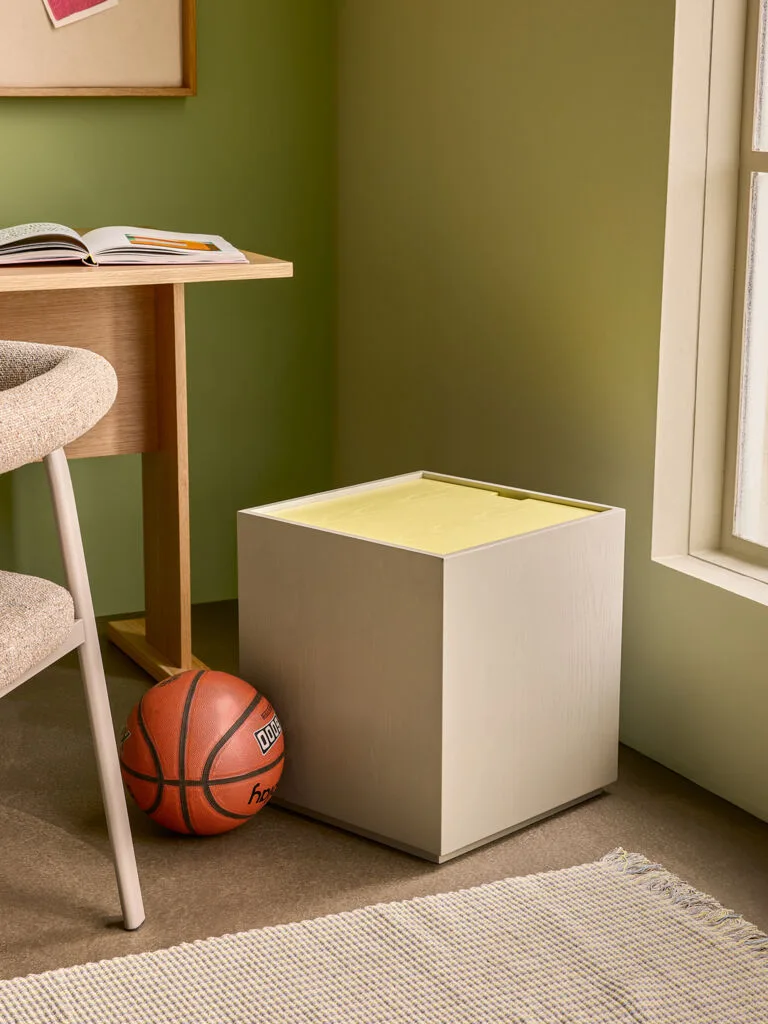 Vault Side Table/Storage Box Grey/Yellow by Hübsch – interior photo 5 of 8