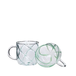Kiosk Glass Mugs Swirl Green (set of 2) van Hübsch – productfoto 1 van 5