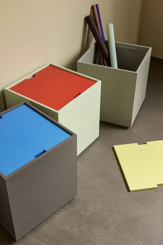 Vault Side Table/Storage Box Grey/Yellow by Hübsch – interior photo 4 of 8