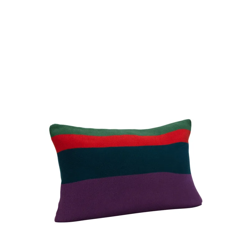 Line Cushion Knitted Green/Red/Purple van Hübsch – productfoto