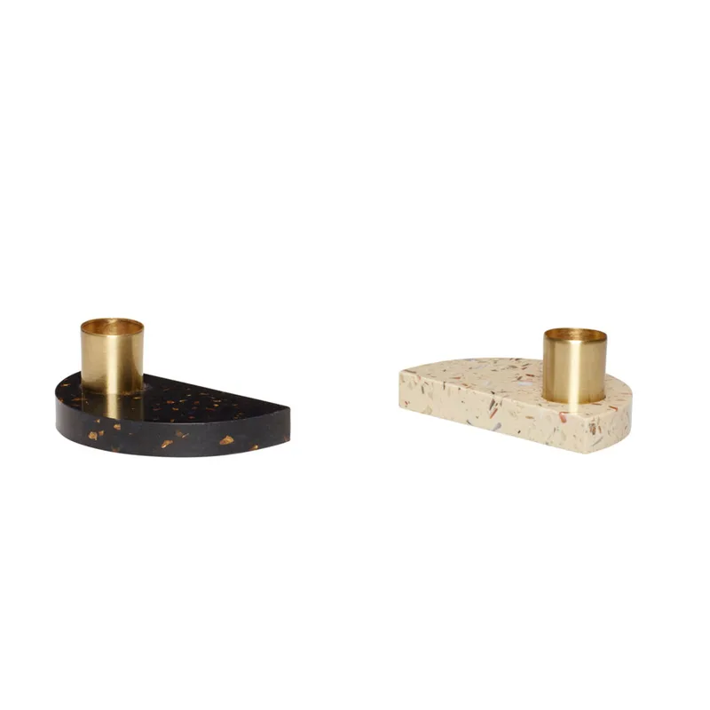 Crescent Candleholder Beige/Black (set of 2) by Hübsch – product photo