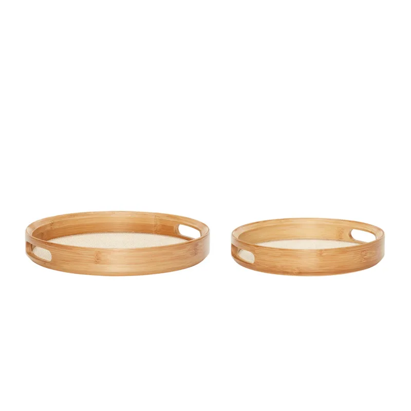 Canvas Trays Round Natural (set of 2) van Hübsch – productfoto