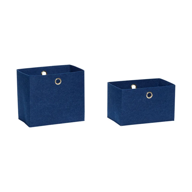 Felt Basket Square Blue (set of 2) de Hübsch – photo du produit