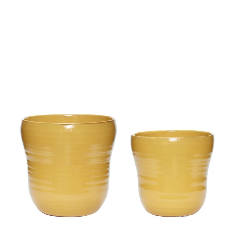 Care Pots Yellow (set of 2) van Hübsch – productfoto
