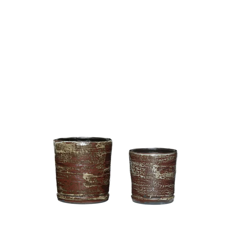 Fossil Pots Brown (set of 2) de Hübsch – photo du produit 2 sur 2