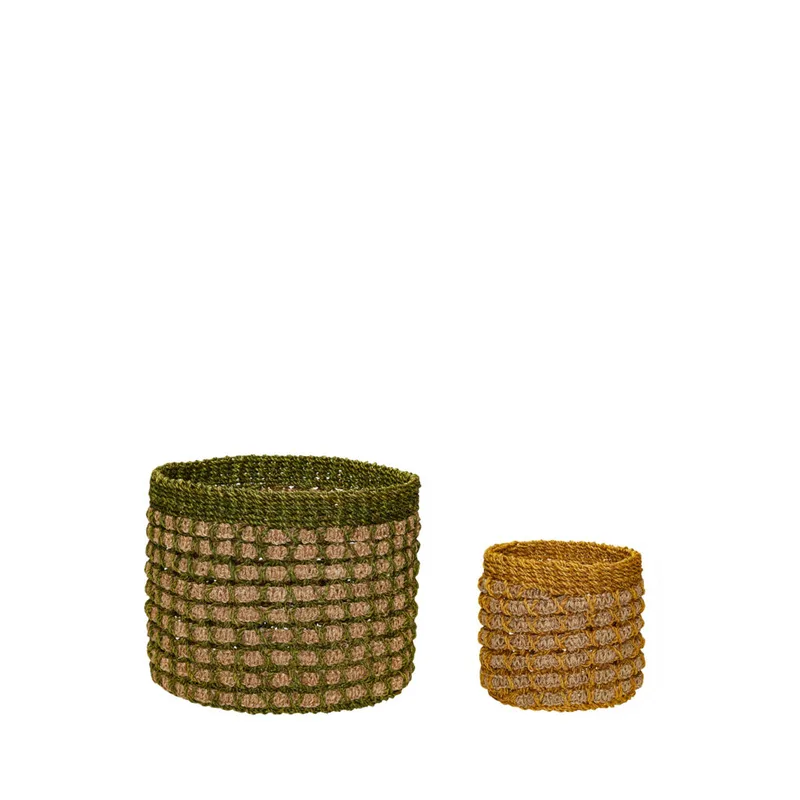 Pine Baskets Natural/Multicolour (set of 2) van Hübsch – productfoto
