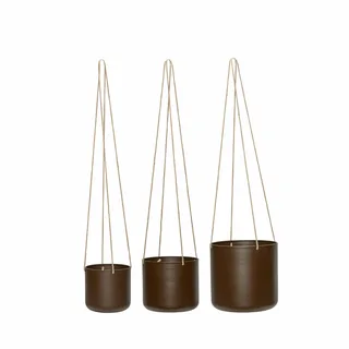 Bloom Hanging Pots Large Brown (set of 3) van Hübsch – productfoto 2 van 2