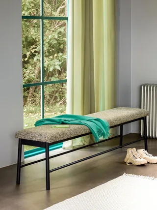 Long Bench Light green de Hübsch – photo d’ambiance 4 sur 5