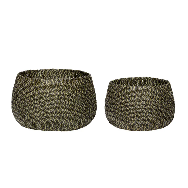 Eyrie Baskets Green/Black (set of 2) van Hübsch – productfoto