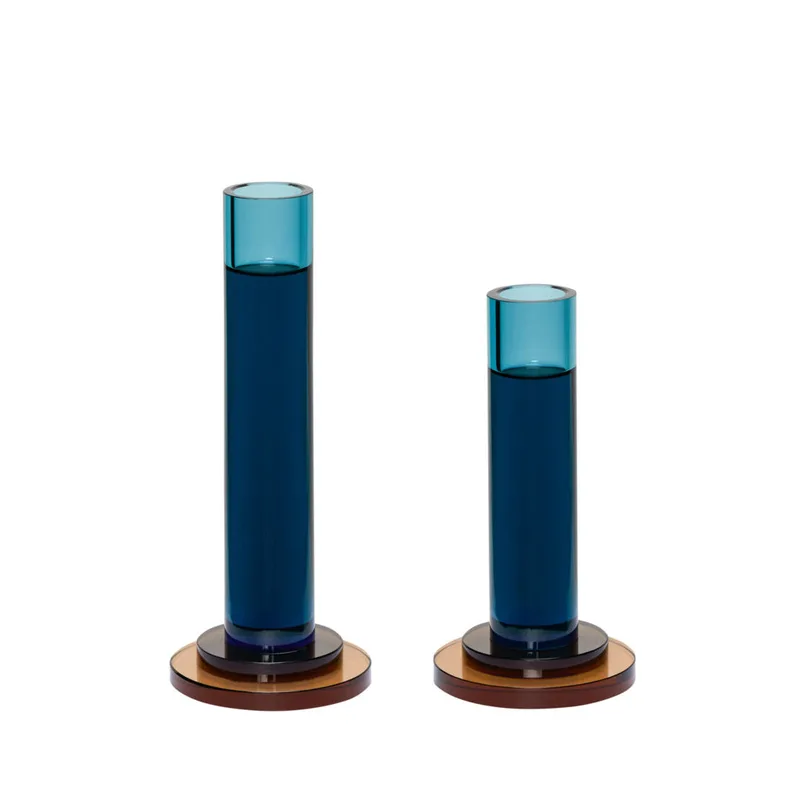 Comet Candleholder Blue (set of 2) by Hübsch – product photo 2 of 2