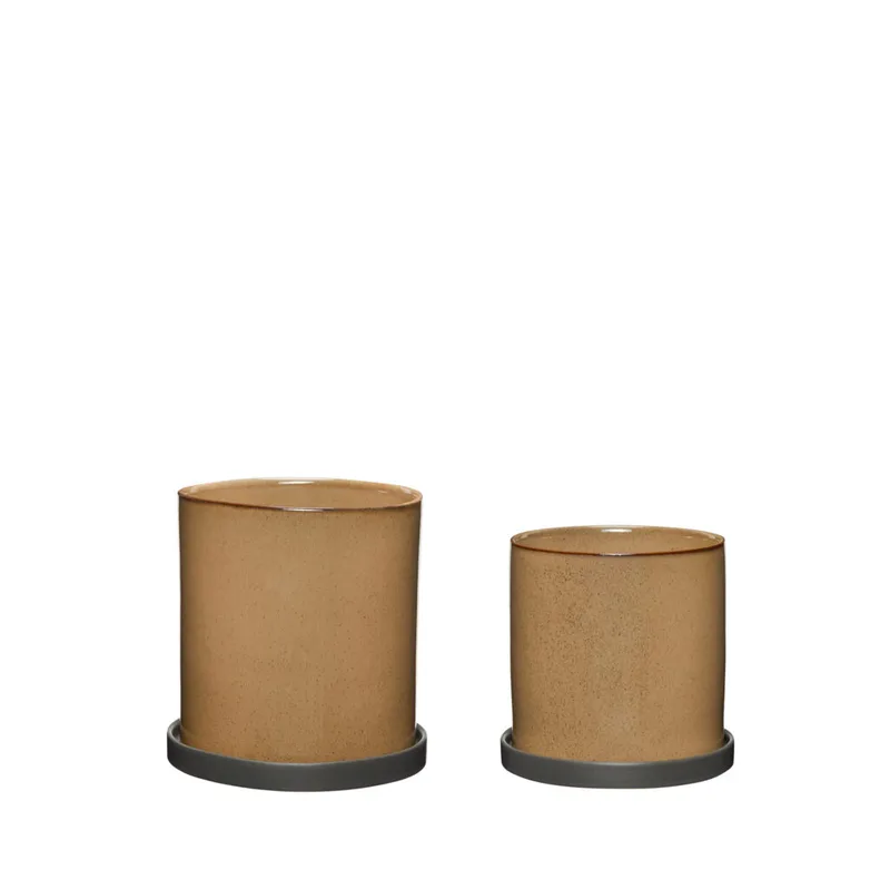 Era Pots Brown (set of 2) van Hübsch – productfoto