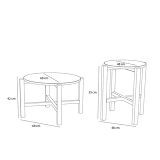 Four Coffee Table Natural (set of 2) de Hübsch – photo du produit 2 sur 7